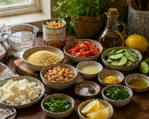 fresh ingredients with chickpeas