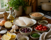 kitchen scene with fresh ingredients